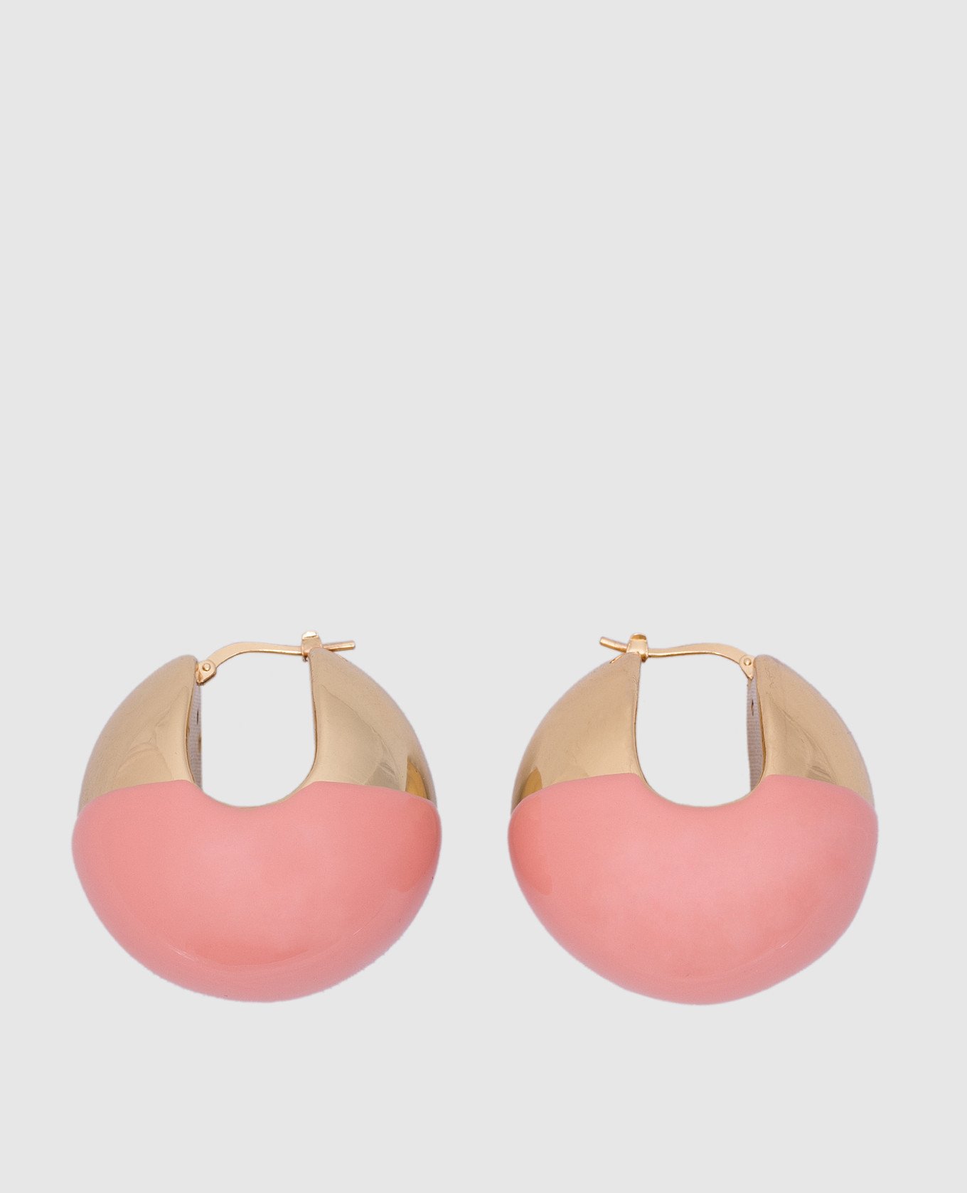 24k gold plated pink boule earrings with enamel