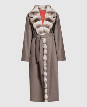 MalaMati Коричневе пальто з кашеміру з хутром шиншили 1500108