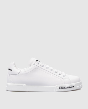 Dolce&Gabbana Білі шкіряні кросівки Portofino з логотипом CS2213AA335