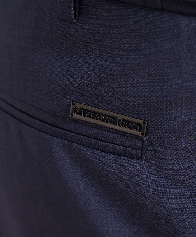 Stefano Ricci Blue wool shorts with logo M1T3200121W0001N image 5
