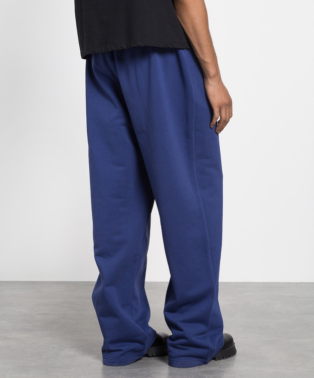 Balenciaga Сині спортивні штани з контрастною вишивкою логотипу 674594TKVI9m зображення 4