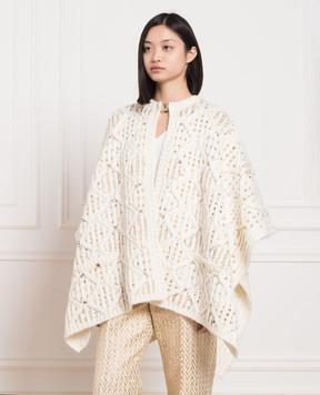 Valentino Бежевое пончо из шерсти в пайетке 2B3KS02I7Q5