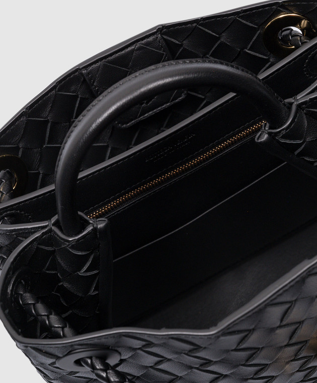 Bottega Veneta Черный кожаный тоут Andiamo с плетением 766014VCPP1 изображение 3