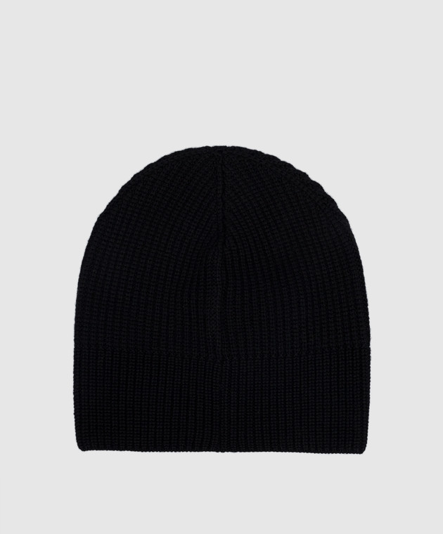 Moncler Чорна вовняна шапка з вишивкою логотипу 3B00003M1131 зображення 3