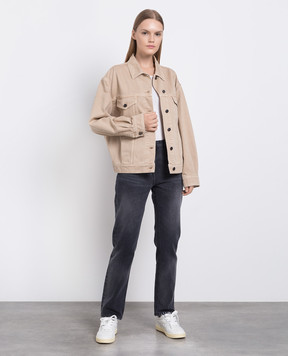 Palm Angels Бежева джинсова куртка PWEA109E23FAB001