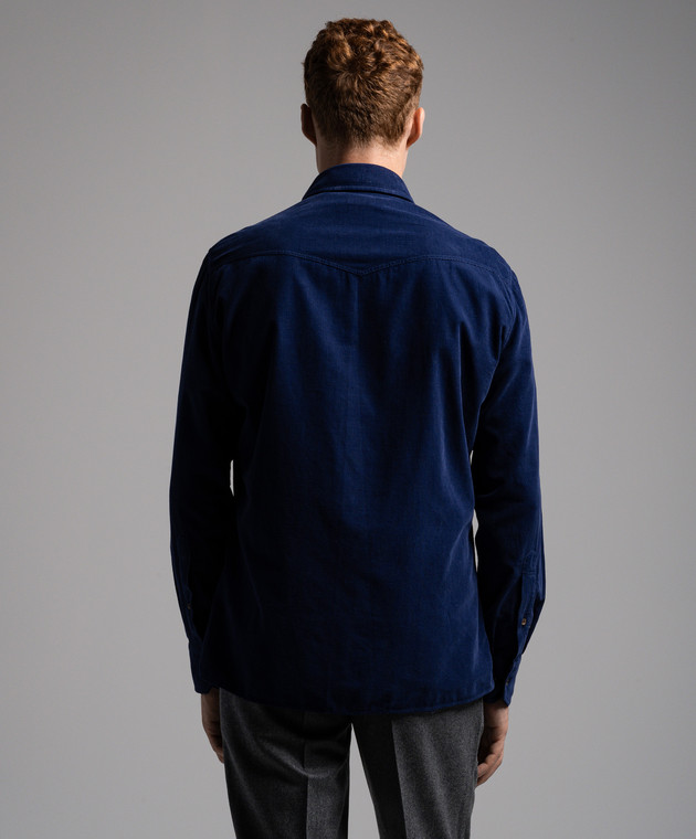 Brunello Cucinelli Синяя вельветовая рубашка ML6884008 изображение 4