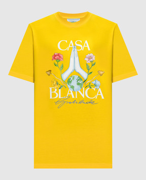 Casablanca Желтая футболка с принтом MF23JTS00117