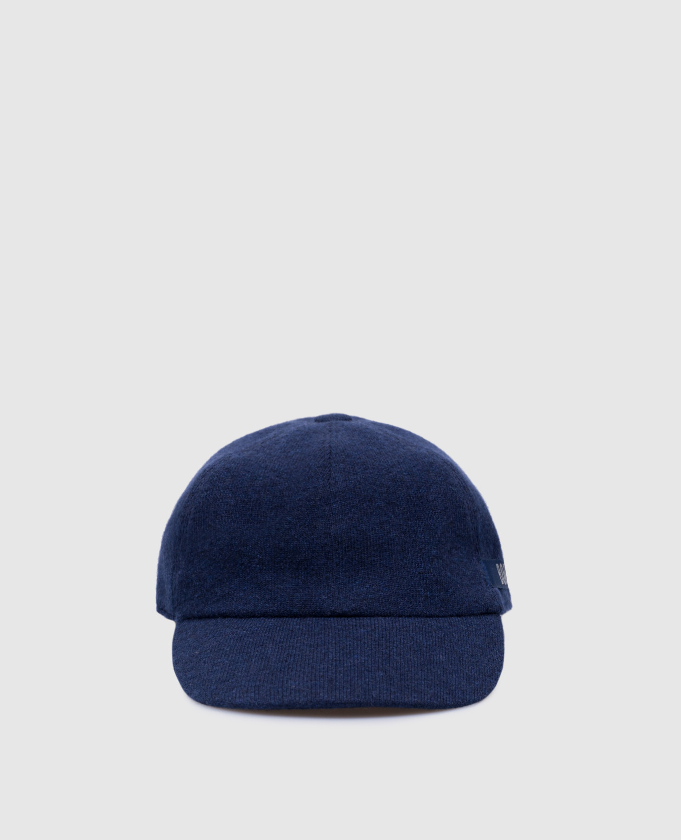Blue cashmere cap with logo