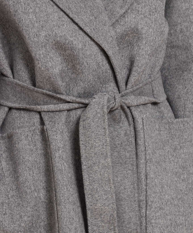 Max Mara Серое пальто на запах из шерсти ALASKA изображение 5