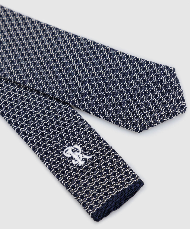 Stefano Ricci Дитяча темно-синя краватка з шовку в контрастний візерунок YCRMTSR8189 зображення 3