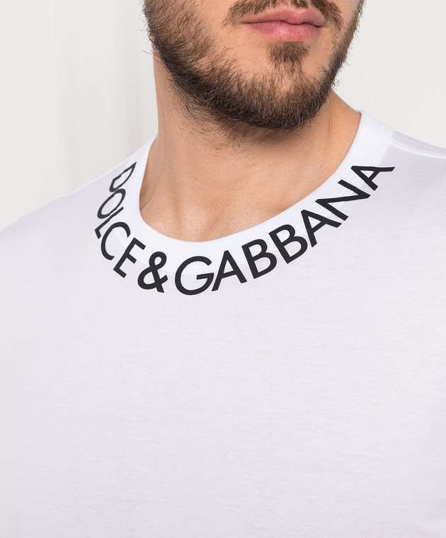 Dolce&Gabbana Біла футболка з фактурним логотипом G8PL1TFU7EQ зображення 5