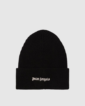Palm Angels Чорна шапка з контрастним логотипом PMLC030F23KNI003