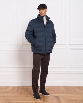 Loro Piana Синий пуховик из кашемира FAM5100