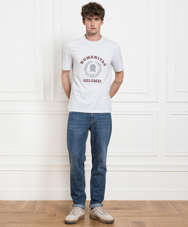 Brunello Cucinelli Gray melange t-shirt with logo print M0T618452 image 2