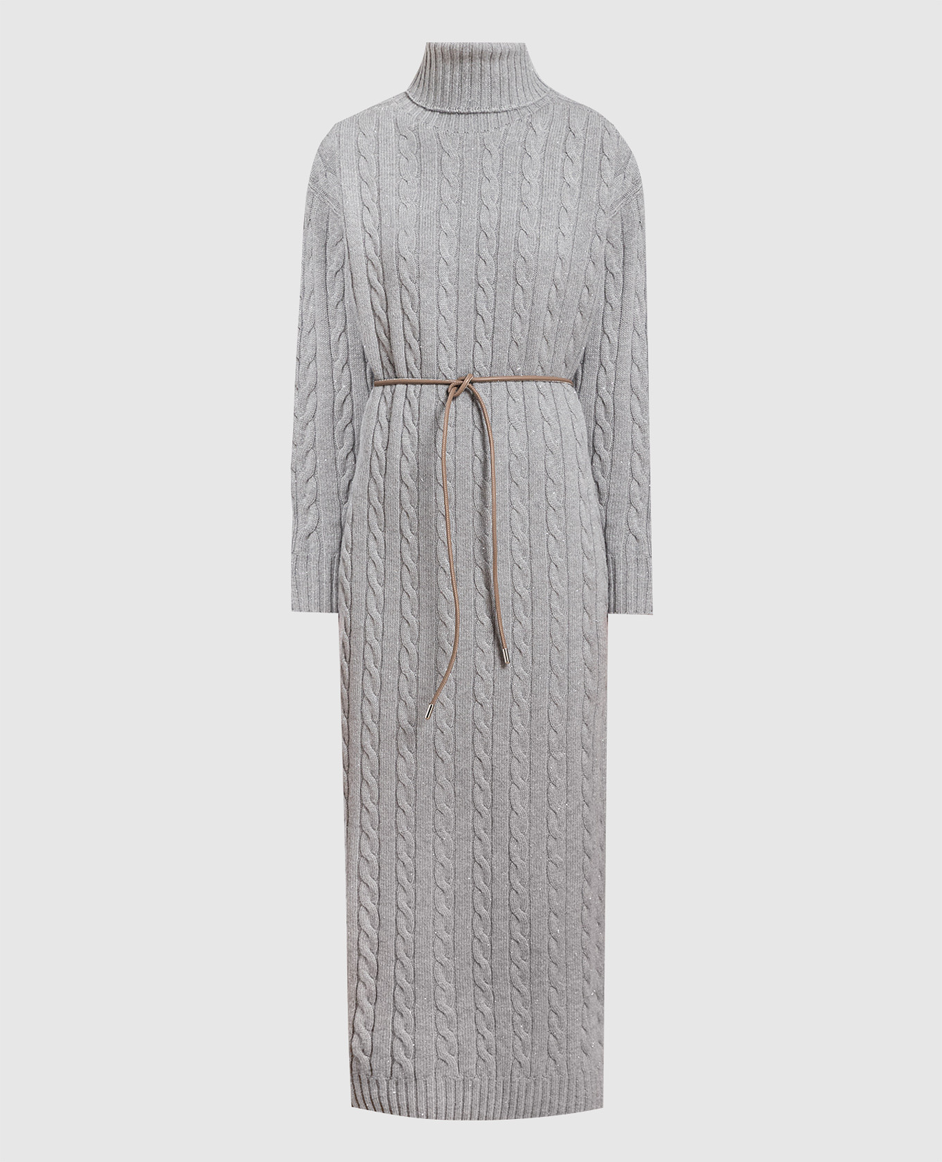 Gray wool, silk and cashmere dress with lurex