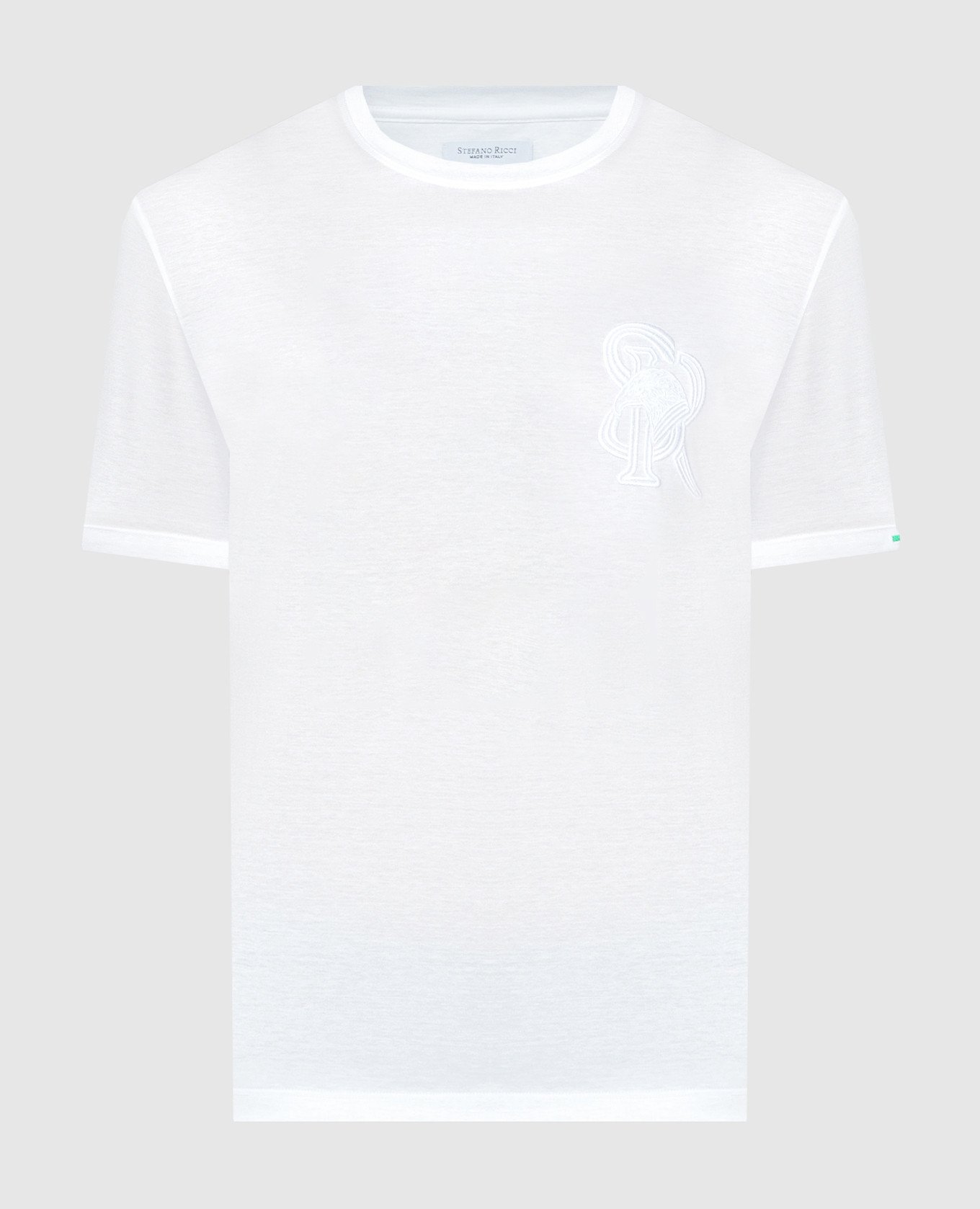 White t-shirt with monogram logo embroidery