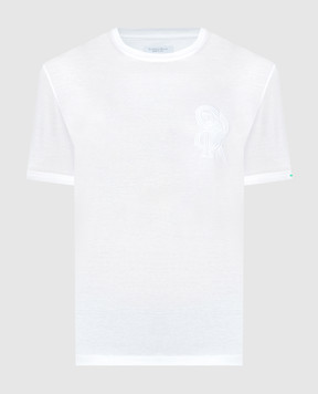 Stefano Ricci Белая футболка с вышивкой логотипа монограммы. MNH4103000