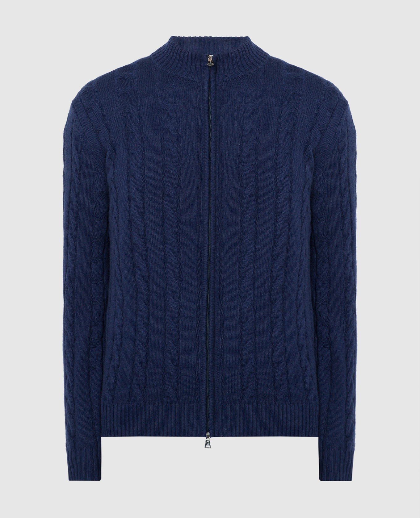 Blue cardigan made of cashmere in a textured pattern