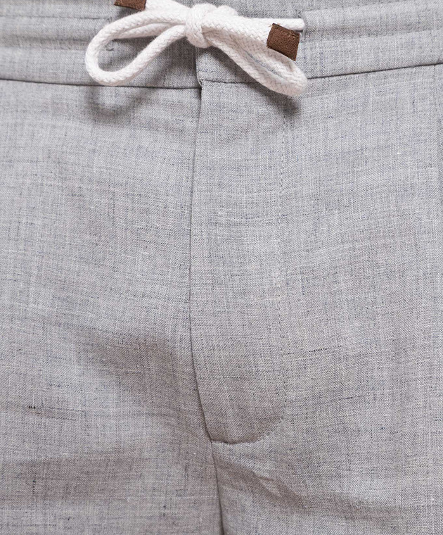 Brunello Cucinelli Серые шорты из льна и шерсти MW494V0340 изображение 5