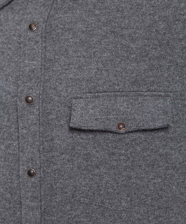 Brunello Cucinelli Темно-серая рубашка из шерсти, кашемира и шелка M3600276 изображение 5
