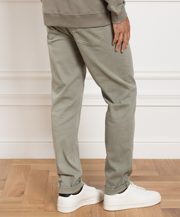 Brunello Cucinelli Зеленые джинсы с логотипом M277PD3210 изображение 4
