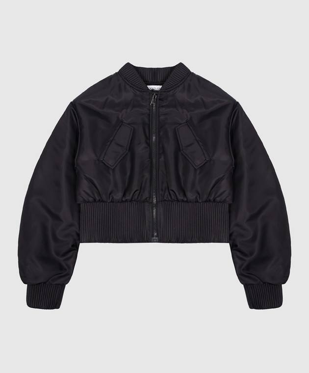Dolce&Gabbana Children's black bomber jacket with logo patch L5JBP6G7K5D