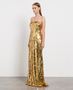 Carolina Herrera Золота сукня максі з паєтками. R2211N715SQH