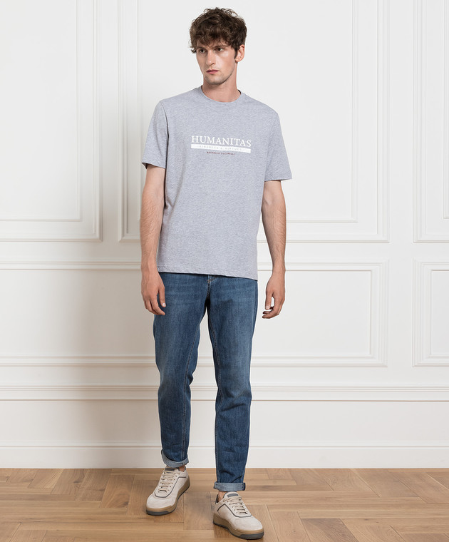 Brunello Cucinelli Серая футболка с принтом логотипа M0T718462 изображение 2