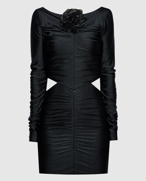 Giuseppe Di Morabito Milano Черное платье мини с открытой спиной и брошью PF23321DRF228