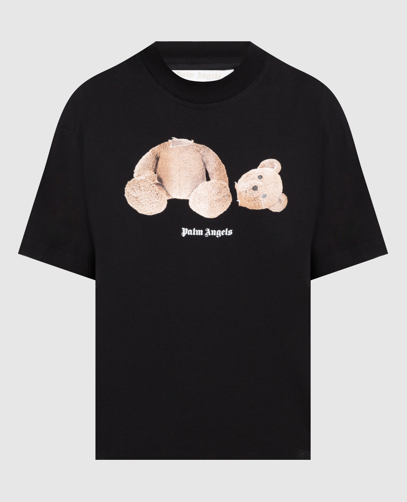 Черная футболка с принтом Медведь