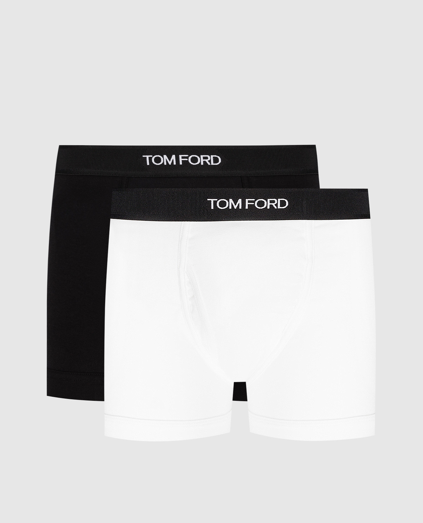 A set of boxer briefs with a logo pattern