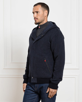 Kiton Синя куртка з вовни і кашеміру з логотипом UW1622V0321C