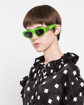 Balenciaga Неоново-зелені сонцезахисні окуляри Dynasty з монограмою ВР 621642T0001