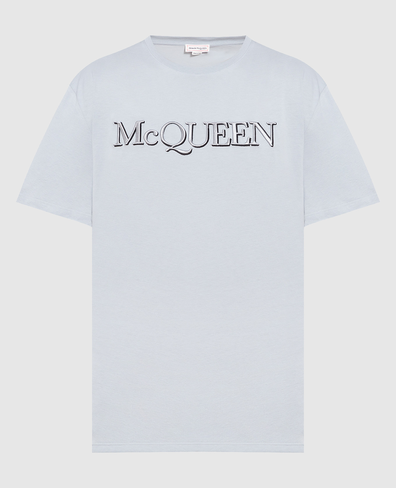 

Голубая футболка с фактурной вышивкой логотипа McQueen, Голубой, Футболки