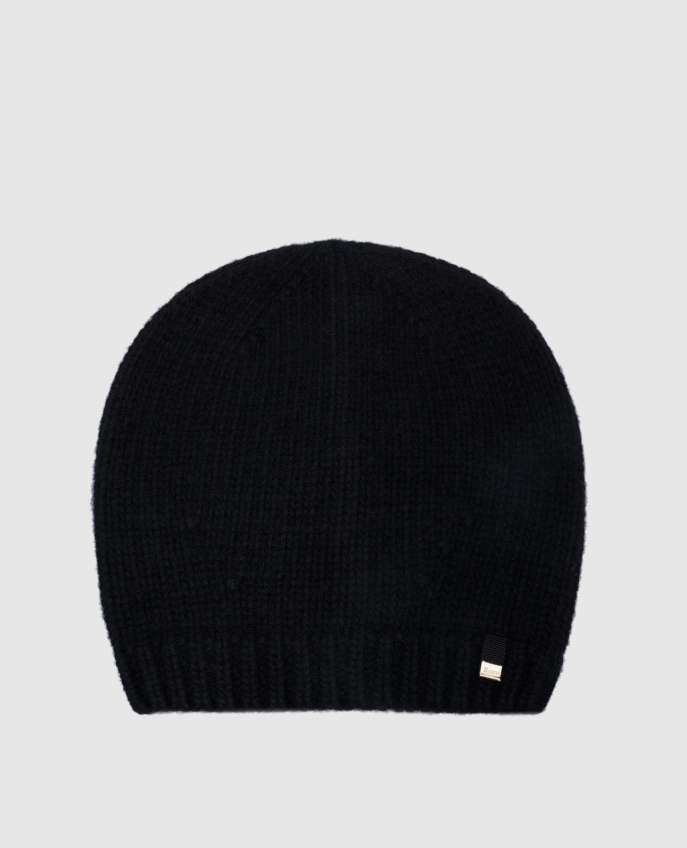 Black wool and cashmere beanie with logo