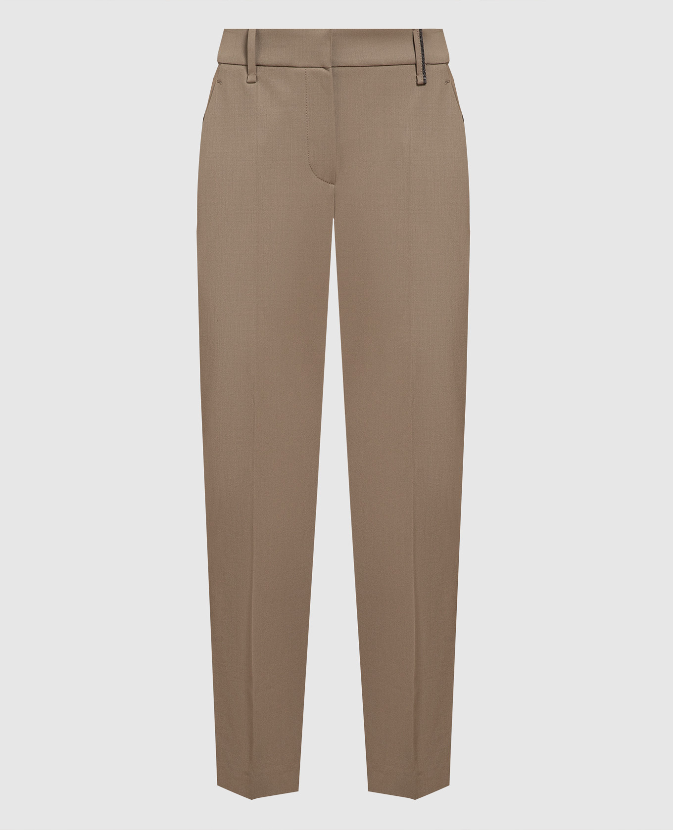 Brown chinos with monil chain