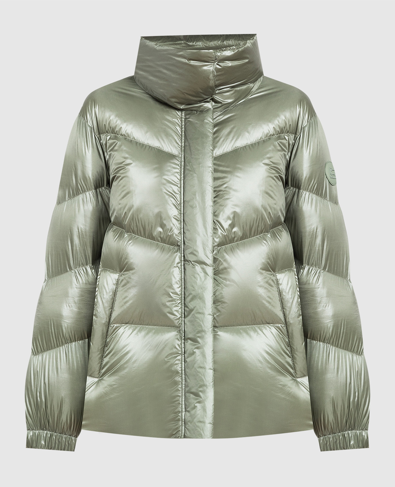 

Зеленый пуховик с логотипом, Пуховики