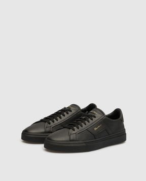 Santoni Черные кожаные кеды MBGT21779NEORXWH