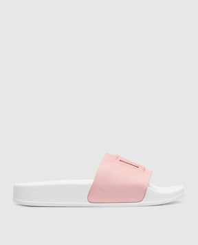 Dolce&Gabbana Kids pink leather sliders with logo D11031A173538