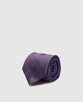 Stefano Ricci Детский фиолетовый галстук из шелка в полоску YCH30102
