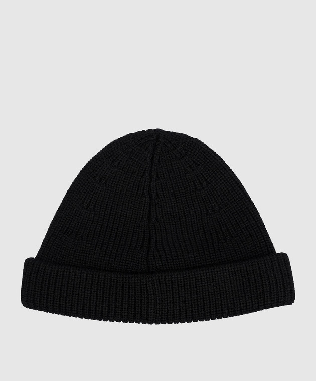 Vetements Black wool cap with logo embroidery UE54HA100B image 3