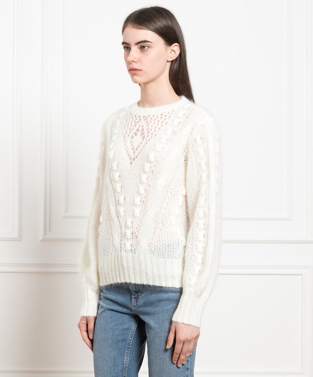 Twinset White openwork sweater in a pattern 232TP3110 image 3