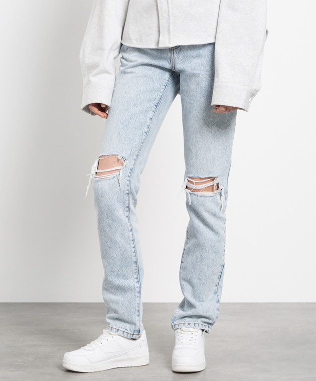 Alexander Wang Light blue ripped straight jeans 1WC3214368 image 3