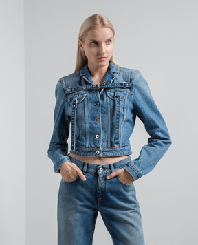Off-White Синяя джинсовая куртка с эффектом потертости OWYE048F23DEN001