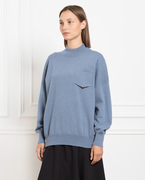 Brunello Cucinelli Синій джемпер з кашеміру з ланцюжком моніль M12186504P