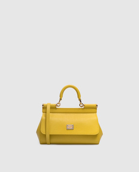 Dolce&Gabbana Желтая кожаная сумка SICILY с металлическим логотипом. BB7116A1001
