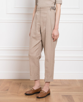 Brunello Cucinelli Коричневі штани з ланцюжком моніль ML174P8199