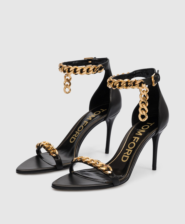 Tom Ford Black leather sandals with a chain W3080TLCL002 image 2