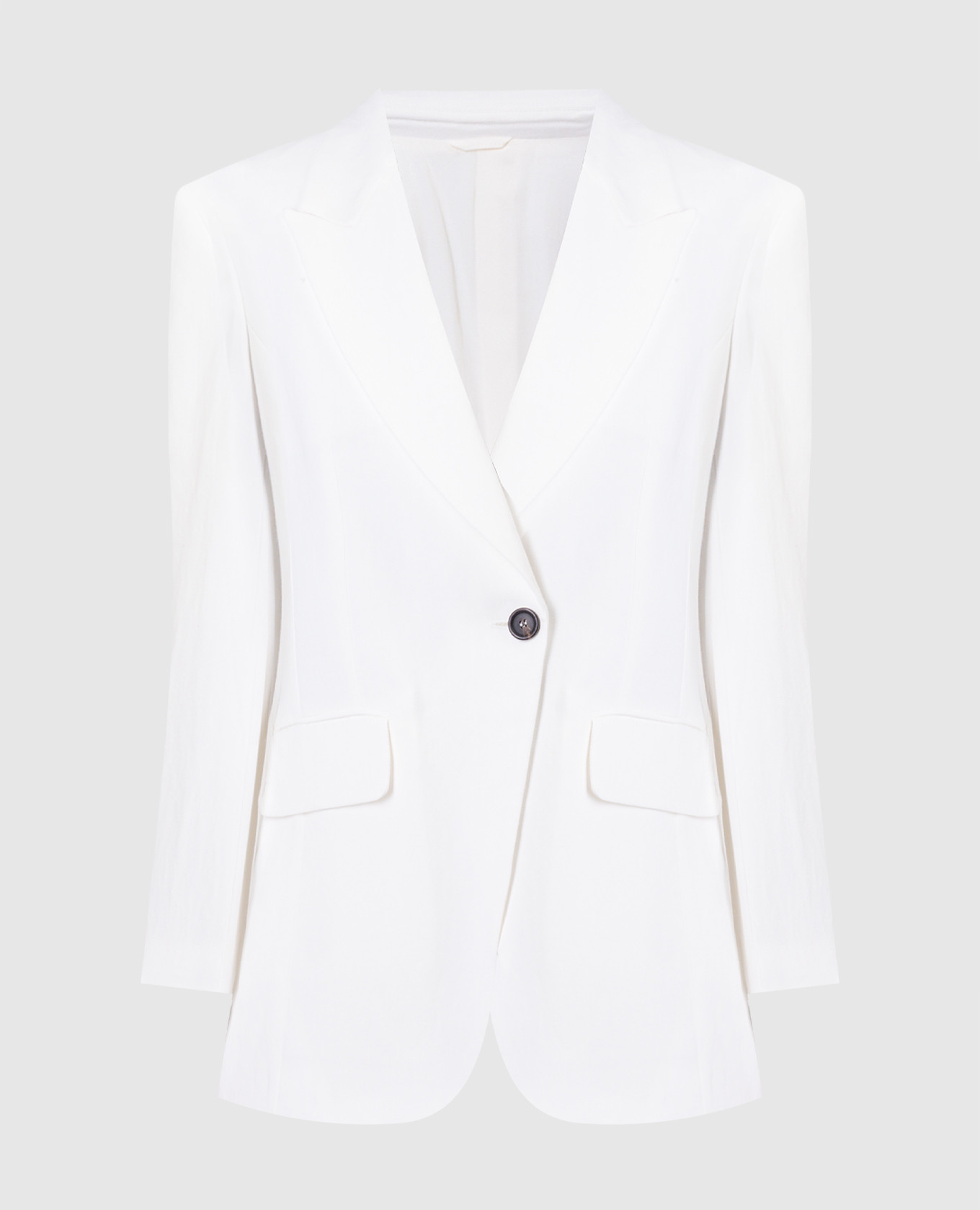 White linen jacket with monil chain