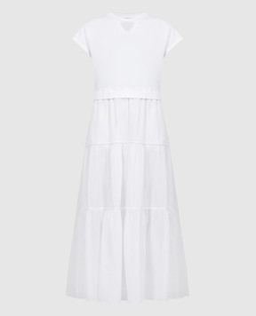 Peserico Біла сукня міді з ланцюжком моніль S02635J00070B
